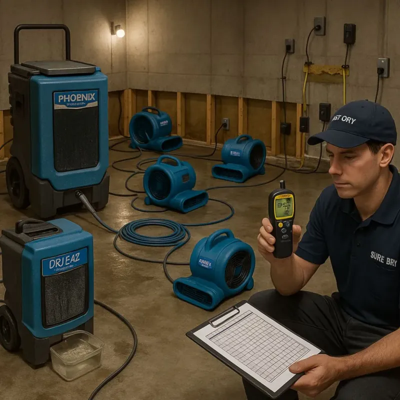 Structural Drying and Dehumidification process in Lakeshore, LA